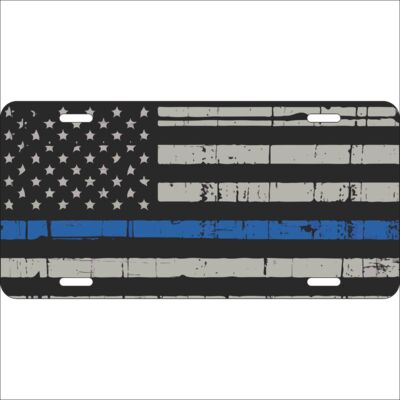 Blue Line Flag License Plate Thumbnail