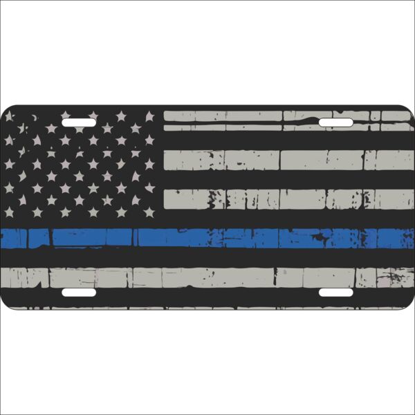 Blue Line Flag License Plate Thumbnail