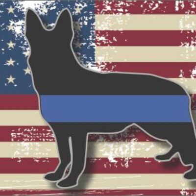 American flag with Sheppard dog blue line distressed Thumbnail