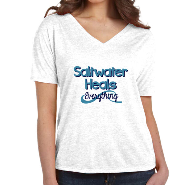 Ladies V-Neck Beach Saltwater Heals Everything Shirt Thumbnail