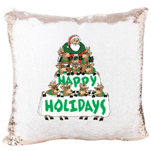 Mermaid Sequin Pillow with Happy Holidays  Thumbnail