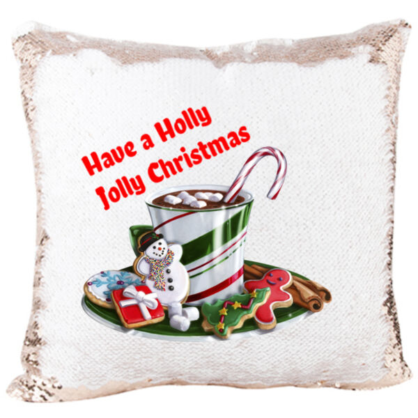 Mermaid Sequin Christmas Pillow with Have a Holly Jolly Christmas Thumbnail