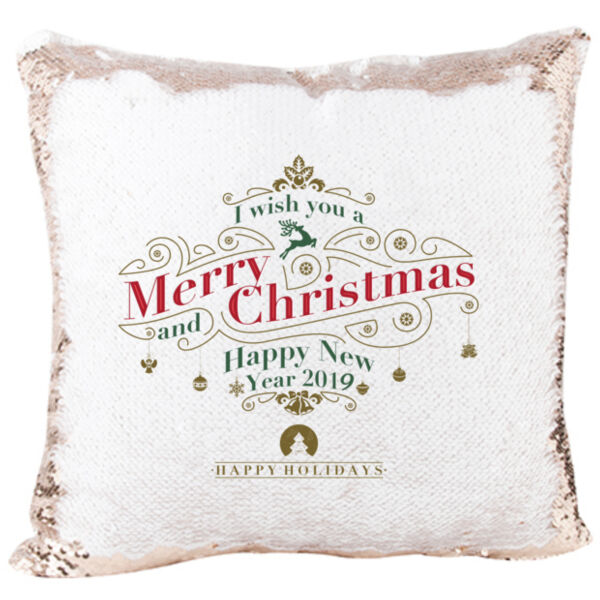 I Wish You a Merry Christmas Mermaid Sequin Christmas Pillow Thumbnail