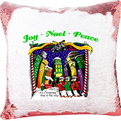 Merry Christmas in the City Mermaid Sequin Christmas Pillow Thumbnail