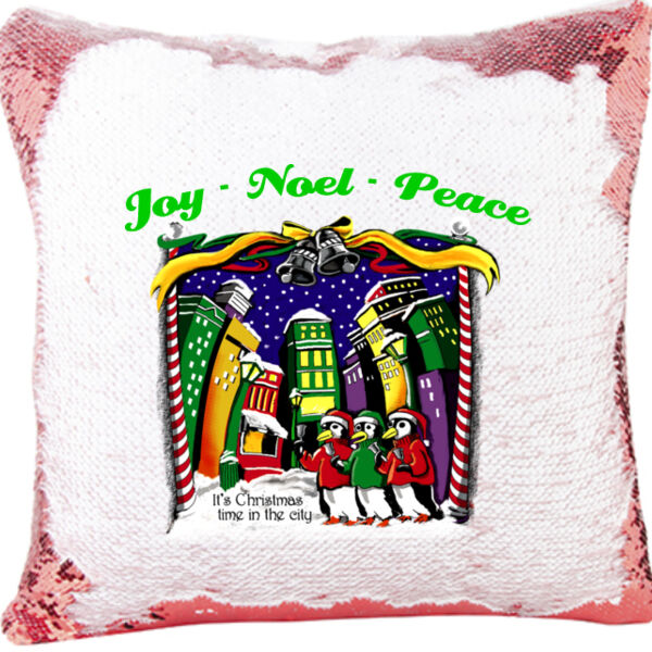 Merry Christmas in the City Mermaid Sequin Christmas Pillow Thumbnail