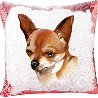 Mermaid Sequin Pillow with Chihuahua Face Thumbnail