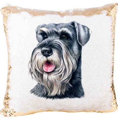  Schnauzer Face Mermaid sequin Pillow Thumbnail