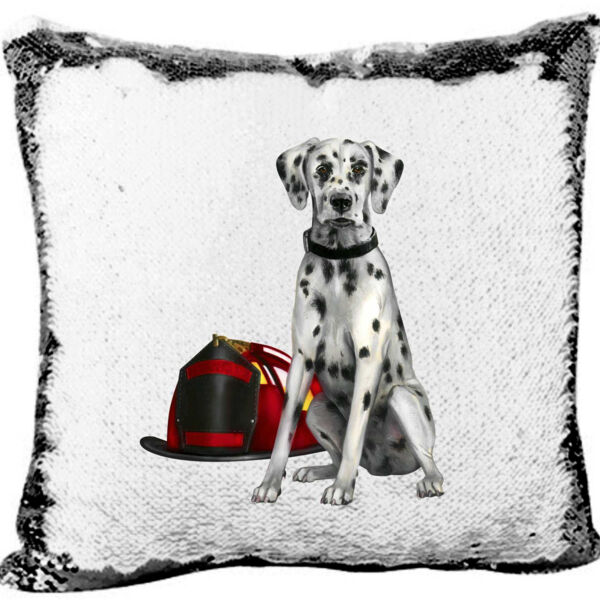 Fire Dalmatian Dog Department Mermaid Sequin Pillow  Thumbnail