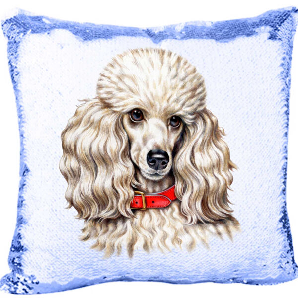 Mermaid Sequin Pillow with Toy Poodle Thumbnail