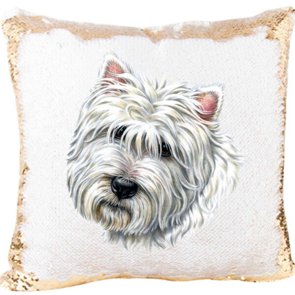 Westie Dog Mermaid Sequin Pillow for Dogs Lovers  Thumbnail