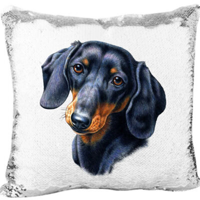 Dachshunds Dog on Mermaid Sequin Pillow Thumbnail