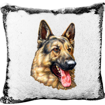 Mermaid Sequin Pillow with The German Shepherd Dog  Thumbnail