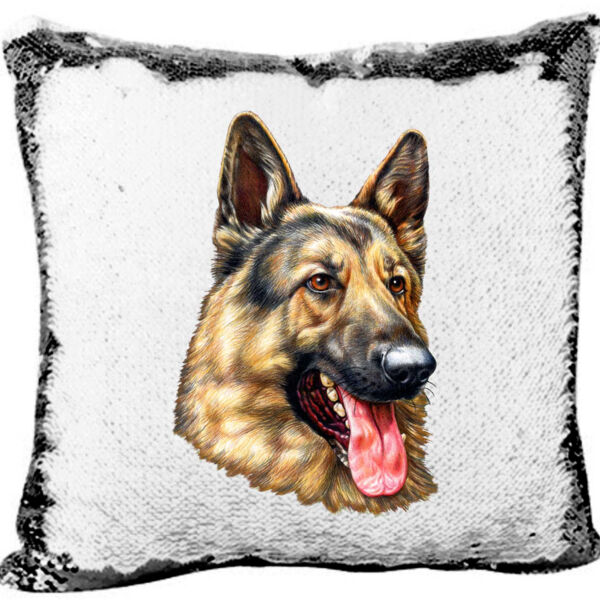 Mermaid Sequin Pillow with The German Shepherd Dog  Thumbnail