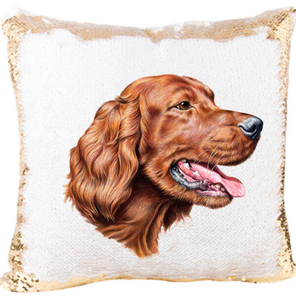 Mermaid Sequin Pillow with Irish Setter Dog Thumbnail