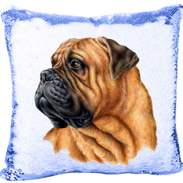 Bullmastiff Dog Mermaid Sequin Pillow  Thumbnail