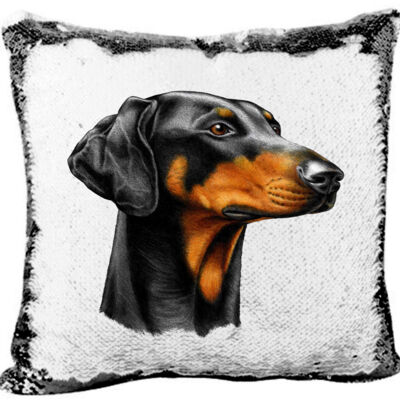 Doberman Mermaid Sequin Pillow  Thumbnail