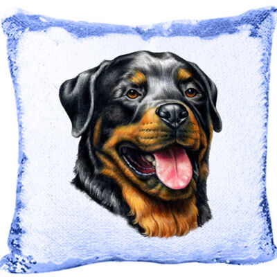 Rottweiler Dog - Mermaid Sequin Pillow Thumbnail