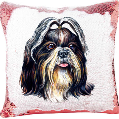 Shih Tzu Dog image on the Mermaid Sequin Pillow Thumbnail