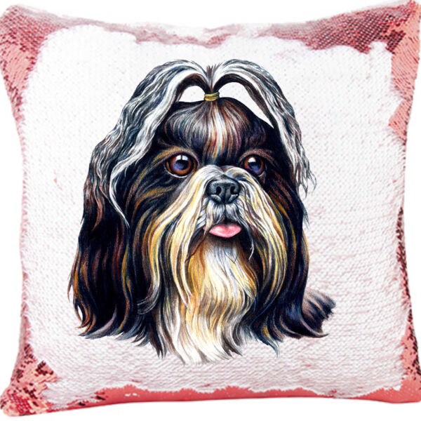 Shih Tzu Dog image on the Mermaid Sequin Pillow Thumbnail