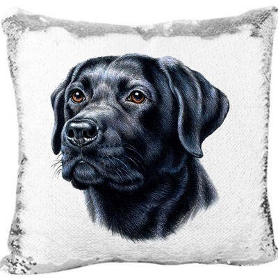 Black Lab- Mermaid Sequin Pillow Thumbnail
