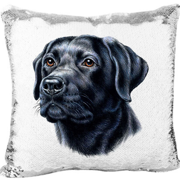 Black Lab- Mermaid Sequin Pillow Thumbnail