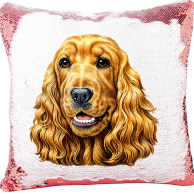 Cocker Spaniel Dog on Mermaid Sequin Pillow Thumbnail