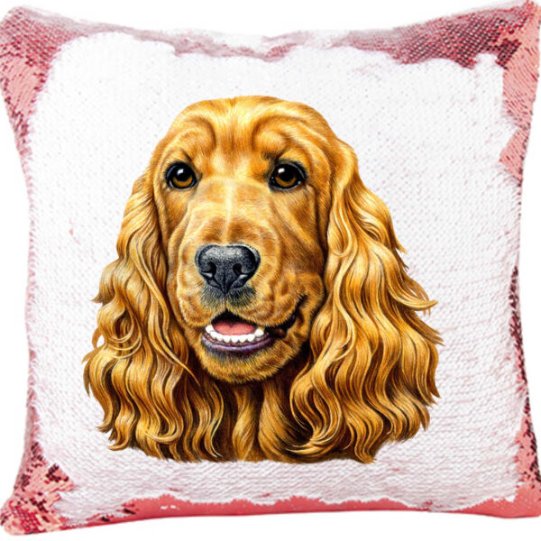 Cocker Spaniel Dog on Mermaid Sequin Pillow Thumbnail
