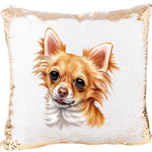 Mermaid Sequin Pillow with Chihuahuas Image Thumbnail