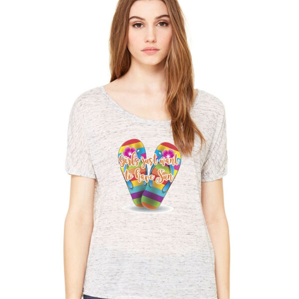 Ladies Slouchy T-shirt for the Beach- Girls Just want to have Sun Thumbnail